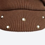Metal Eyelet Knit Slouchy Cap